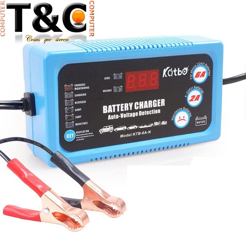 CARGADOR DE BATERIA 6V - 12V CON PANTALLA KTB 6A N