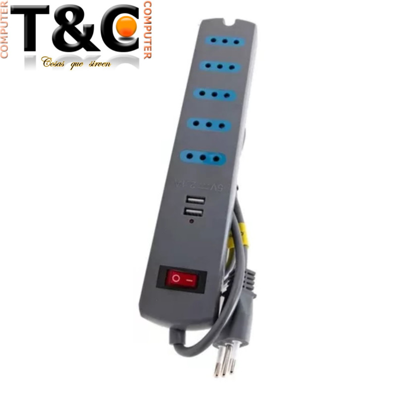 ALARGADOR 1.5M/5P + 2USB STANFORT C/INTERRUPTOR