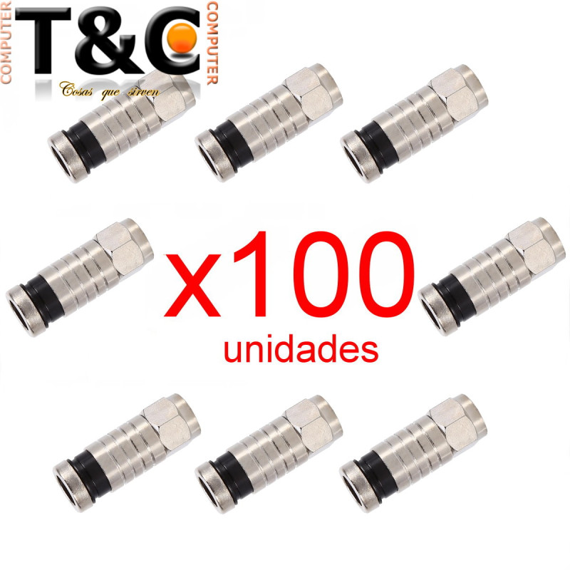 BOLSA 100 CONECTORES RG6  CRIMPEABLES PARA CABLE COAXIAL