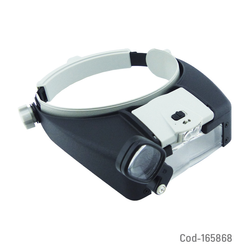 Visera Con Lupa Ajustable Modelo 81007AP Con 2 Lentes Y 2 LED