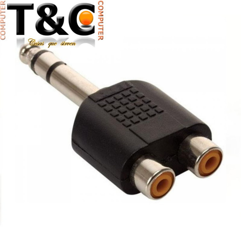 Adaptador 2 Rca Hembra A Plug 6.3mm Mono