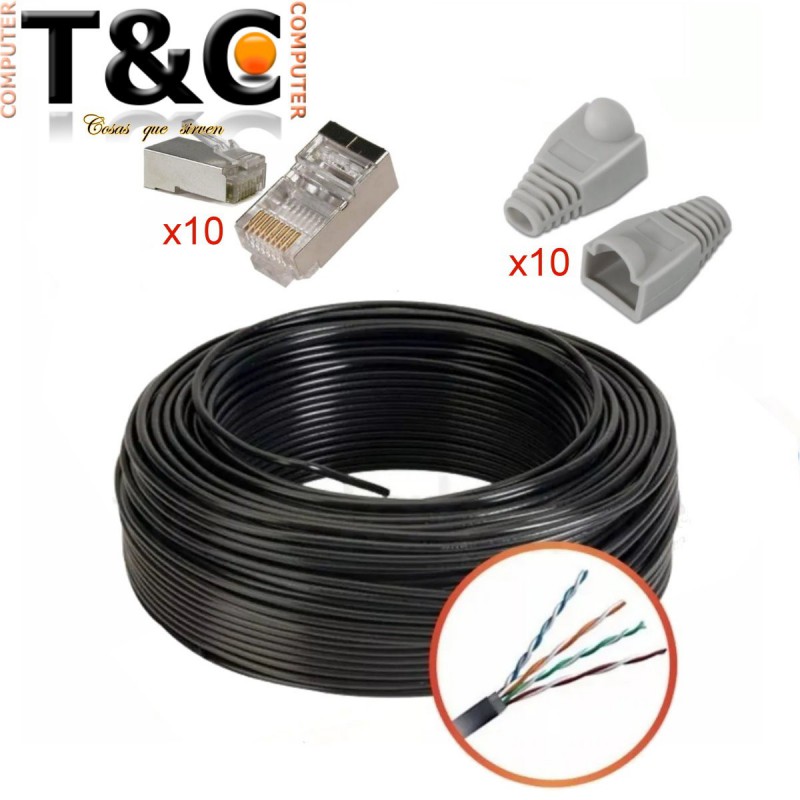 PACK 50 MTS. CAT 5E EXT + 10 RJ-45 CAT 5 BLIND+ 10 CAPUCHONES