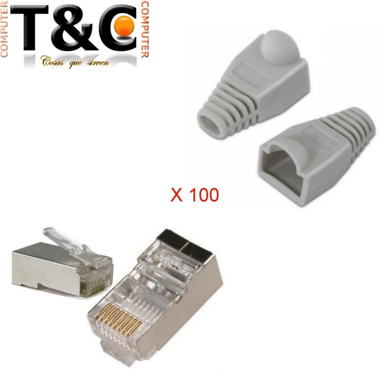 PACK 100 RJ-45 CAT6 BL + 100 CAPUCHONES