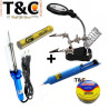 PACK CAUTIN 60W Tª REGUL+PASTA+SOLDADURA TUBO+EXTRACTOR+SOPORTE C/LUPA